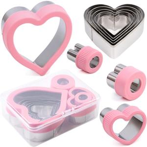 BakingWorld Heart Cookie Cutter Set, 9 Piece Heart Shapes Stainless Steel Cookie Cutters Mold for Cakes Biscuits and Sandwiches, 0.98"/ 1.45"/ 1.57"/ 1.96"/ 2.04"/ 2.32"/ 2.75"/ 3.18"/ 3.74" Assorted Sizes