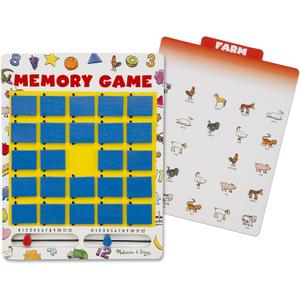 Melissa & Doug Flip to Win Travel Memory Game - Wooden Game Board, 7 Double-Sided Cards Road Trip Essentials for Kids, Hangman for Kids, Memory Toy for Toddlers and 5+