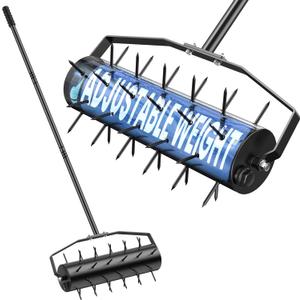 Manual Roller Lawn Aerator,Heavy-Duty Hand Lawn Aerator with Pre-Attached Spike for Yard and Garden,Easy-to-Assemble Lawn Aerator Tool for Compact Soil,Lawn Aerator for Lawn Care (Black)