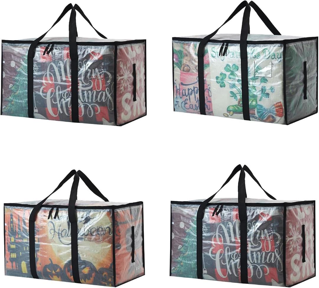 4 Pack Heavy Duty 93L (24.5 Gallon) Stackable Plastic Storage Bins with Lids, Clear Totes  For Home Organization and Storage, Sturdy and Reusable Alternative to Moving Bags