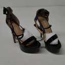 Eldof Women's Platform Sandals Ankle Strap 5.9" High Heels Cross Strap Stilettos Open Toe Ankle Strap Crisscross Sandals (8, Black)