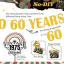 Vintage 47Pcs 60th Birthday Decorations for Men & Women, Pre-Assembled Set. | Back in 1966 Oversized Backdrop, PRE-ASSEMBLED Banner, 6 Hanging Swirls & Cake Topper, 18 Balloons, 6 Centerpieces, 6 Pompoms