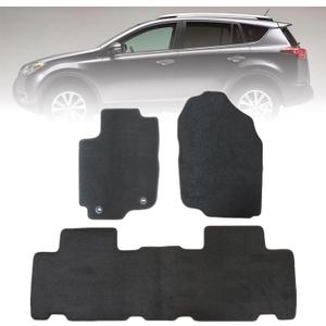 FZJDSD Black 3Pcs Front & Rear Floor Mats Carpet Velour Replacement Compatible with Toyota RAV4 2013 2014 2015 2016 2017 2018