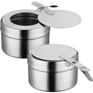 Fuel Holder for Chafer, 2PCS Stainless Steel Chafing Fuel Holder with Cover for Chafing Dishes, Buffet Barbecue Party Events