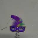 Queekay Mardi Gras Mask Miniature Tree Topper Masquerade Masks with Feather Decorations 4 Inches Mini Purple Green Gold Tree Ornaments for Christmas Carnival Party Decor