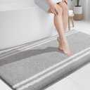 PURRUGS Bathroom Rug Non-Slip Machine Washable 30" x 60", Super Absorbent and Quick Dry Shaggy Microfiber Bath Mat, Extra Soft and Plush Bath Rug for Bathtub, Shower, and Sink, Light Grey