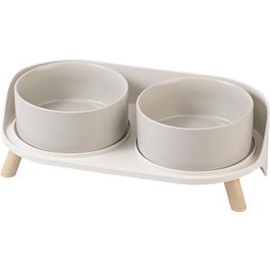Elevated Ceramic Dog Bowl Set - Double Dog Feeding Bowls with Stand Splash Proof - Raised Dishes for Food and Water - Ideal for Small to Medium Dogs - 2 x 850 ml - 28.74 oz
