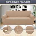 Stretch Couch Cover Washable Sofa Slipcover Furniture Protector with Non Skid Foam and Elastic Bottom for Kids, Dog(XL Large/Camel)
