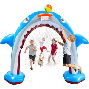 11Ft Inflatable Shark Sprinkler, Large Shark Arch Sprinkler Toys for Summer Outdoor Backyard Yard Lawn, Perfect Inflatable Shark Sprinkler Water Park Toy Games for Boys Girls