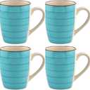 Coffee Mug Ceramic Set Of Four Turquoise Blue Royal Norfolk With Swirl Design