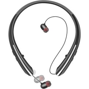 Neckband Bluetooth Headphones, Bluetooth 5.4 Wireless Headphone with Retractable Earbud,CVC8.0 Noise Cancelling, 16Hrs Playtime, Around The Neck Headphones Stereo Headset for Music, Conference, Videos (Black)