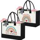 Panelee 2 Pcs Teacher Appreciation Gifts Teacher Canvas Tote Bag Thank You Gifts for Women Student End of Year Graduation