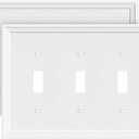 2-Pack Triple Toggle Light Switch Cover Plate, White Decorative Switch Plate Covers, Natural Bamboo Fiber 3 Gang Wall Plate, Corrosion Resistant