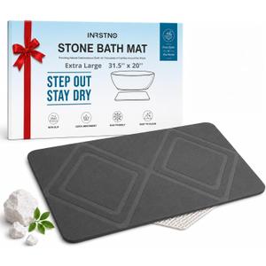 31.5"x19.7" Stone Bath Mat, Large Diatomite Bathmat for Bathroom