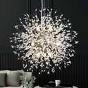SineRise Modern Crystal Chandeliers Firework, Crystal Light Fixture, Dandelion Chandelier (9-Light, Chrome) for Foyer Hallway Entryway Kitchen Bedroom (Bulbs Not Included)