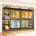 Ulif F2 Clothes Rack, 5 Tiers Heavy Duty Garment Rack for Bedroom, Freestanding Adjustable Closet Storage Organizer, 46.1" W x 15.4" D x 78.3" H, Load 630lbs, Upgraded Black