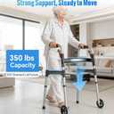 Walkers for Seniors, One-Hand Folding, 8 Height Adjustments, Walkers with Wheels, 2 Skis and 5" Wheels, Lightweight Walker for Seniors, Standard Walkers for Seniors, Aluminum Frame, Frosted Silver
