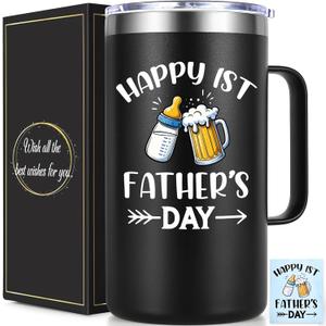 Lifecapido New Dad Gifts, Happy 1st Father's Day 20oz Insulated Coffee Mug with Card, First Father's Day Gifts for New Dad, Black Lifecapido New Dad Gifts, Happy 1st Father's Day 20oz Insulated Coffee Mug with Card, First Father's Day Gifts for New Dad, Black