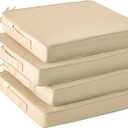 Outdoor Chair Cushions Set of 4 -Waterproof Outdoor Seat Cushions for Patio Furniture, Patio Chair Cushion with Handle and Ties, Square Out Door Chair Pads,18.5" x 16" x 3", Beige
