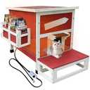 Rockever Large Outdoor Cat House with Heating Pad, Wooden Feral Cat Shelter