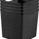 Curver Set of 4 Jute Large Cube Decorative Plastic Organization and Storage Baskets, Perfect Bins for Home Office, Closet Shelves, Kitchen Pantry and All Bedroom Essentials, Black