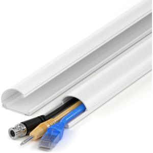 ZhiYo 34in D Cord Hider for Wall Mount TV, Self-Adhesive Cable Hider Kit, PVC Cord Covers for Wires on Wall, White Cable Raceway, Paintable Wire Hiders, 2 x 17 (L) - 1.2" (W) x 0.55" (H)