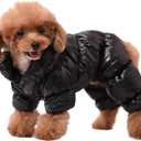 AOFITEE Dog Winter Coat, Waterproof Dog Jacket, Fullbody Dogs Winter Coat Snowsuit, Windproof Puppy Puffer Jacket Snow Suit with Legs, Pet Fleece Vest, Cold Weather Coats for Small Dogs, Black XL