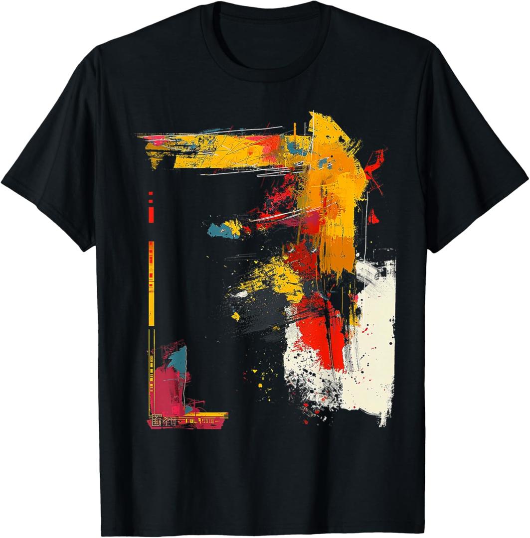 Art Painting Abstract Drawing Graphic Motif T-Shirt, 3XL 