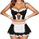 Avidlove Sexy Lingerie for Women Cosplay Lingerie Set Contrast Lace Maid Costume Set(5pack) M