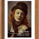 4x6 Picture Frame Natural Teak Wood with Mat for 3.5x5, Original Natural Solid Wood 4 by 6 Photo Frames with Tempered Glass Cover for Wall and Tabletop Display