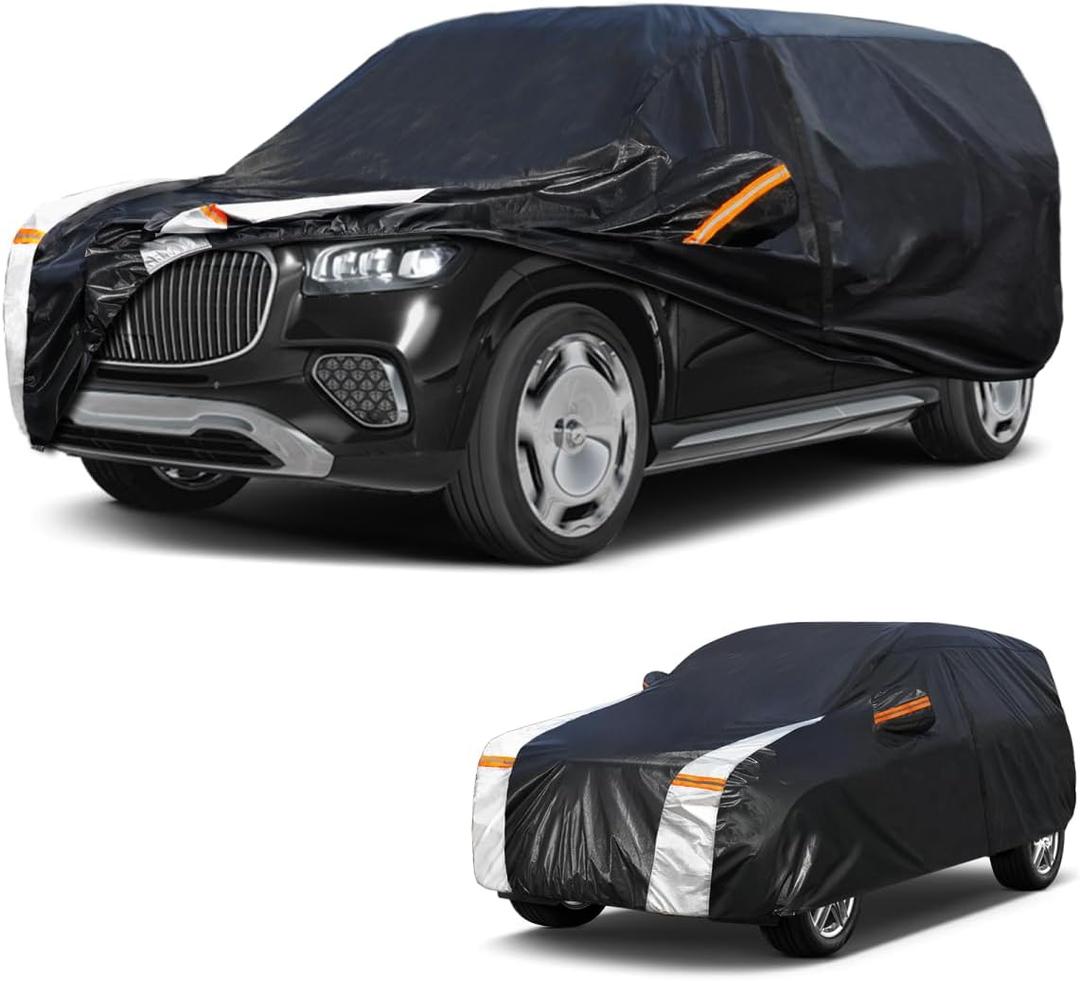 Large SUV Car Cover for Mercedes-Benz GLS-Class 2015-2025 100% Waterproof All Weather, Heavy Duty Outdoor Full Exterior Covers Rain Sun Wind UV Protection. (GLS(Maybach) 2015-2025+Towel+Storage Bag)