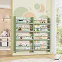 FOTOSOK Kids Bookshelf, Wall Mount 4-Tier Book Shelf Organizer for Toys and Books, Toy Storage Bookshelf in Bedroom, Living Room and Nursery, Green