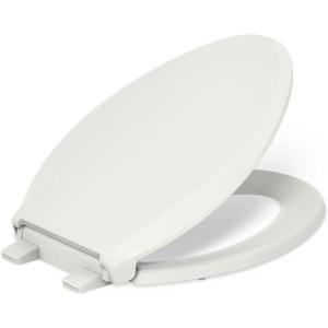 KOHLER 4636-RL-NY Cachet ReadyLatch Elongated Toilet Seat Slow Close, Soft Close Toilet Seat Quiet Lid, Contoured Grip-Tight Bumpers Installation Hardware, Apartment Essentials, Dune