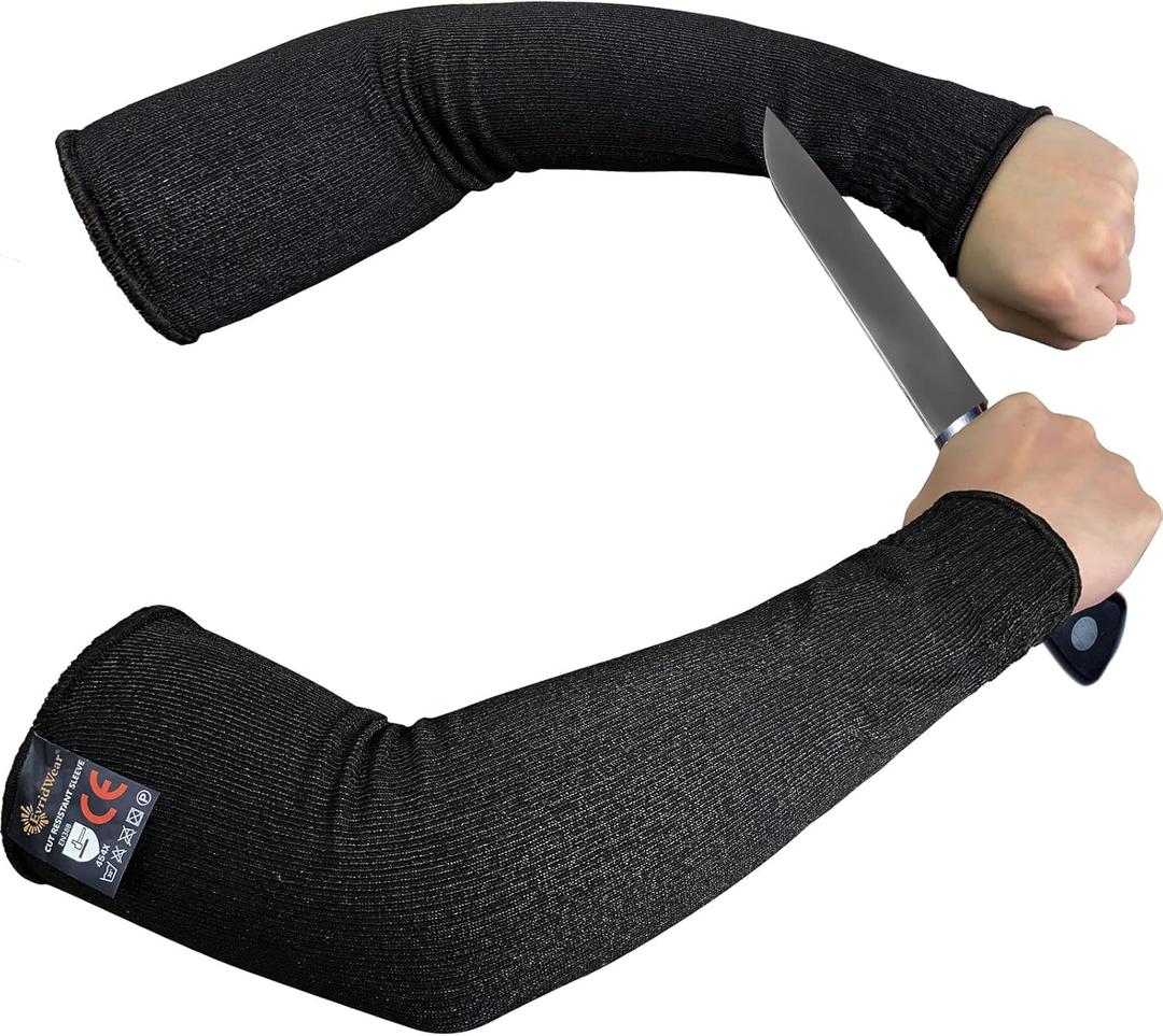 Evridwear Protective Arm Sleeves Cut Resistant Farmers Sleeves for Men Work, Gardening, Farming, Arm Protectors for Thin Skin and Bruising (Large, Black No Thumb Hole)