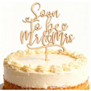 Soon to Be Mr & Mrs Wedding Cake Topper - Wooden Bride Shower Cake Decoration for Bride and Groom, Just Married, Wedding/Engagement Party Supplies