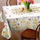 Spring Tablecloth 60x84 Inch for Rectangle Tables - Blooming Flower Spring Decorations for Home - Water Resistant Flower Table Cloth for Party,Table
