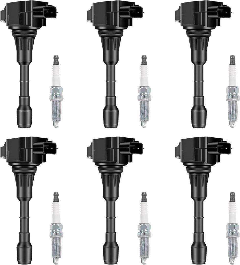 Set of 6 Ignition Coil Packs and Iridium Spark Plug Compatible with Nissan Infiniti Quest Maxima Pathfinder Murano Altima QX60 FX35 Q50 3.5L V6 Replace# UF550, 22448-JA10C, C1670