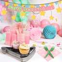 Yungyan 250 Pcs Christmas Pink and Green Tableware for 50 Guests Witch and Princess Party Supplies Set Includes Witch Hat Plates, Bow Napkins, Forks, Cups, Straws Disposable Party Decor for Birthday