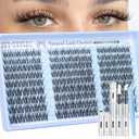 Spider Lash Clusters Kit Spider Lashes Clusters Wispy Fluffy Cluster Eyelash Extensions Kit Natural Look 10-16MM D Curl Manga Eyelash Clusters Kit with Lash Bond and Seal Breeze Lash Extensions Kit