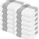 Waffle White & Black 12 Pack Kitchen Dish Towels, 100% Cotton, 16x26 inches, Wash Rags for Drying Dishes, Highly Absorbent, Long Lasting Hand Towels Set for Daily Cooking & Cleaning