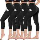 CAMPSNAIL 2Pack Capri Leggings with Pockets for Women - High Waisted Capris Tummy Control Yoga Pants Workout Tights M