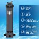 POOLPURE PFT-AF150 Cartridge Pool Filter Tank&Element for Above Ground & Inground Swimming Pools, 150 Sq.ft Pool Filter System, Pool Filter housing, 8900 gallons of Water per Hour, Easy to Install