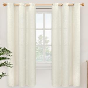 YoungsTex Natural Linen Curtains 72 Inch Length 2 Panels for Living Room, Light Filtering Window Drapes Semi Sheer with Grommet No See Through for Bedroom, 42 X 72 Inch