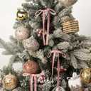 Ribbli Velvet Christmas Tree Bows 24 Pcs Dusty Pink Vintage Wreath Ribbon Bows for Door Garland Home Decor - 5 x 7 Inch, 3/8 Inch Wide