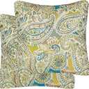Set of 2 Decorative Throw Pillow Covers, Paisley Pattern, 20 x 20 Inches