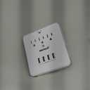 Multi Plug Outlet Extender with USB,Surge Protector Wall Mount Plug,3 Outlets and 4 USB Outlet Splitter Adapter with 2-Side Stretchable Phone Holder,ETL Listed,White,1 Pack.