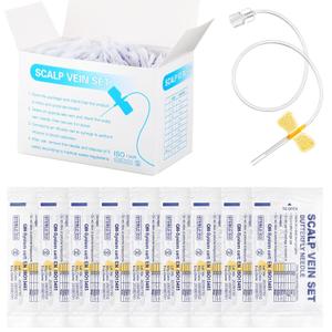 100 Pack Butterfly Needles Collection Needles Blood Collection Set with Holder Sterile Individual Packaging for Laboratories and Veterinary(Style2,25G X 3/4" X 12",Orange)