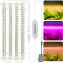 Grow Light for Indoor Plants Abonnyc 96 LEDS Plant Grow Light Strips 10 Inch Warm White Light & Red Light Full Spectrum with Auto On/Off Timer Sunlike Small Grow Lamp for Hydroponics Succulent, 4 Bars