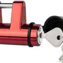 METOWARE Trailer Tongue Coupler Lock with All-Weather Rubber Cap, 1/4" Dia with 7/10" Span Heavy-Duty Trailer Coupler Lock for Tow Boat RV Truck Car's Coupler (1 Pack, Red)