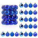 Glavatrix 24PCS Small Blue Christmas Ball Ornaments, 1.2 Inch Mini Shatterproof Christmas Ornaments Hanging Balls, 4 Style Blue Plastic Tree Decor for Xmas, Wedding, Birthday Party Favors